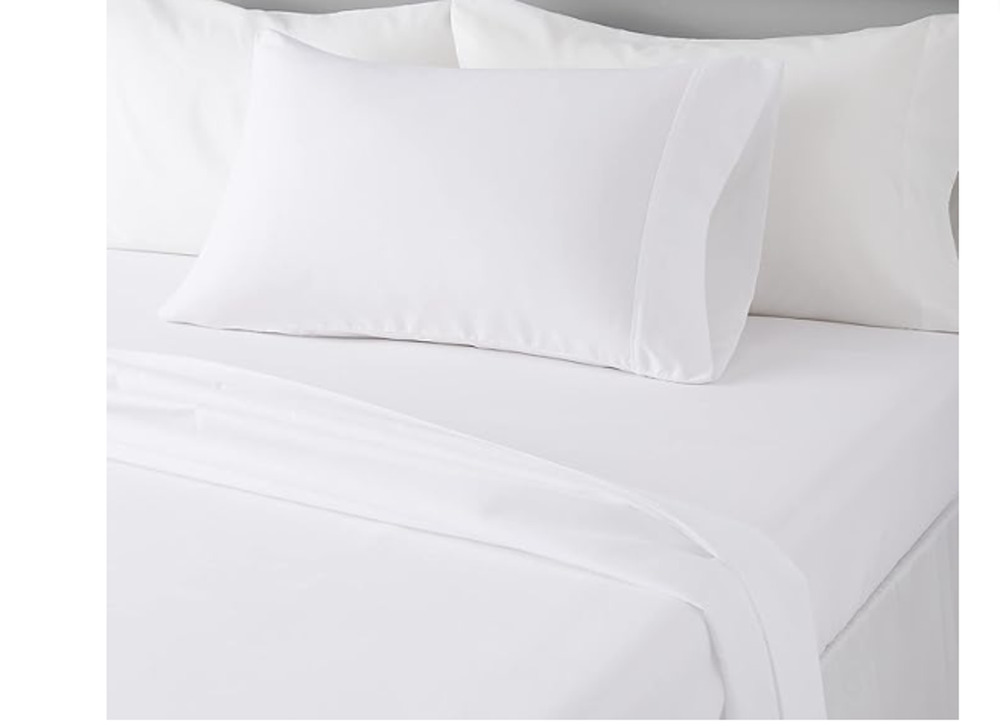 Amazon Basics Size Twin XL Flat Sheet Solid White Cooling Soft Dorm Bedding